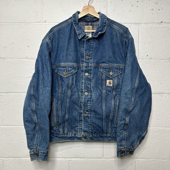 Vintage Carhartt Blanket-Lined Trucker Jacket “Darkstone” J11 - Picture 1 of 12